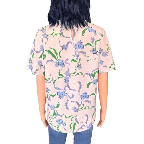 Prabal Gurung Cream Brushstroke Floral Blouse Top - Picture 6 of 8